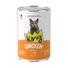 King Sos İçerisinde Et Parçacıklı Tavuklu Kedi Konservesi 400 Gr