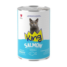 King Sos İçerisinde Et Parçacıklı Somonlu Kedi Konservesi 400 Gr