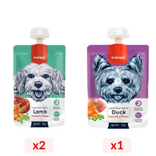 Çok Al Az Öde 2 Adet Kuzulu & Havuçlu Köpek Et Ezmesi 90 Gr & 1 Adet Köpek Ödül Maması Et Ezmesi Ördek & Havuç ...