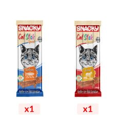 Çok Al Az Öde 1 Adet Snacky Kedi Stick Ödül Kuzulu & 1 Adet Snacky Kedi Stick Ödül Somonlu